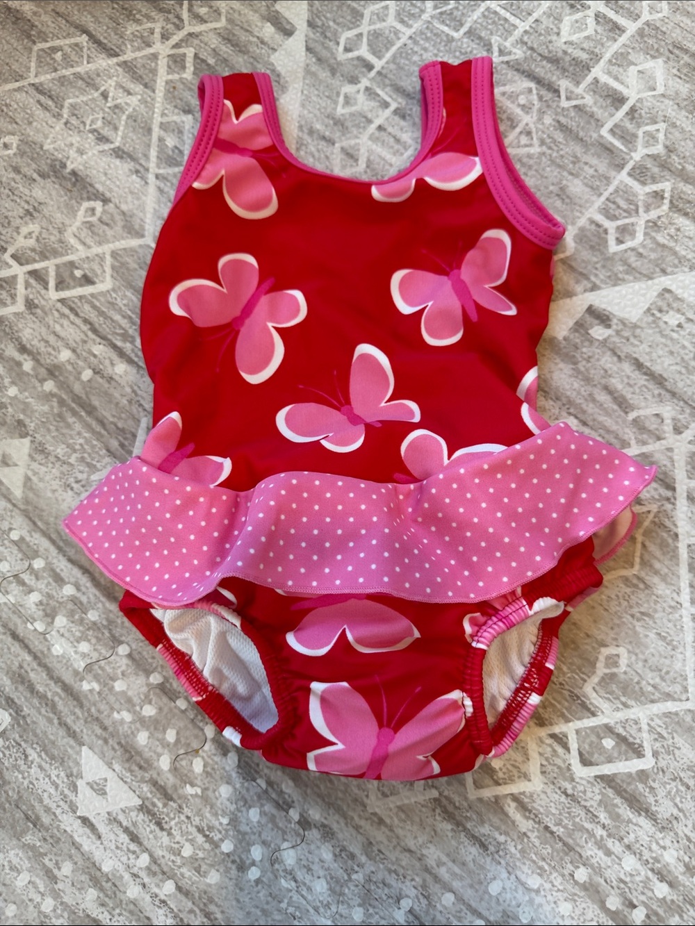 i play. Red & Pink Butterfly Ruffle One-Piece Swimsuit